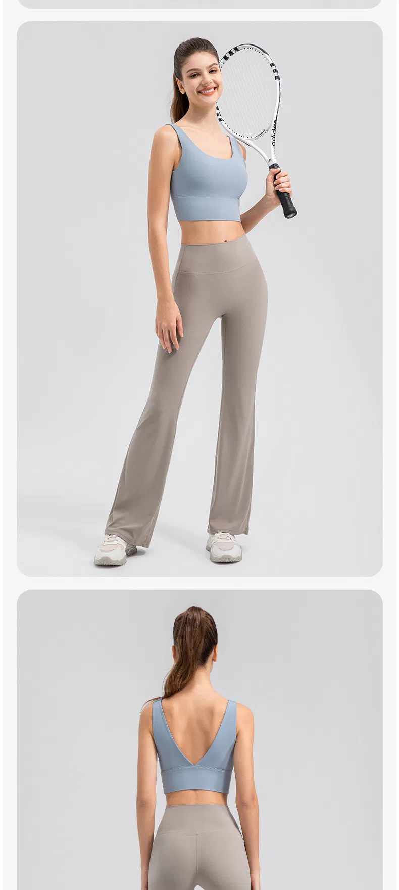 Pantalones de yoga de cintura alta y levantamiento de glúteos para mujer, transpirables, sin línea de vergüenza, pantalones de fitness deportivos, leggings acampanados