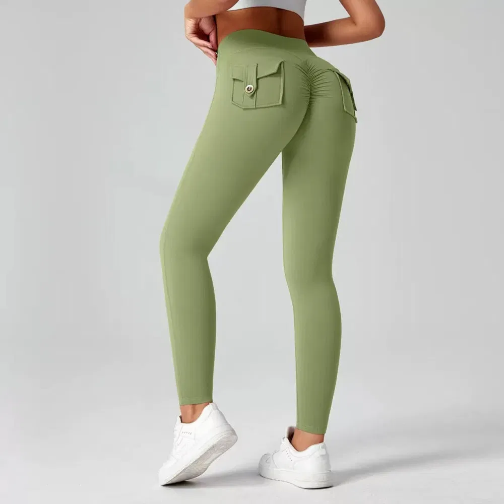 Mujeres Deportes Amazon Venta Caliente Ropa Levanta Glúteos Control de Abdomen Leggings de Yoga Gimnasio
