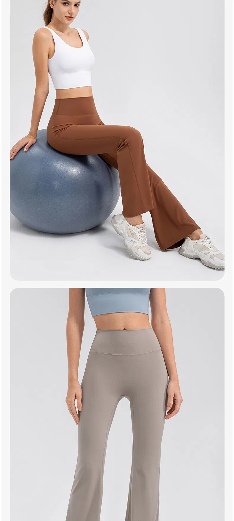 Pantalones de yoga de cintura alta y levantamiento de glúteos para mujer, transpirables, sin línea de vergüenza, pantalones de fitness deportivos, leggings acampanados