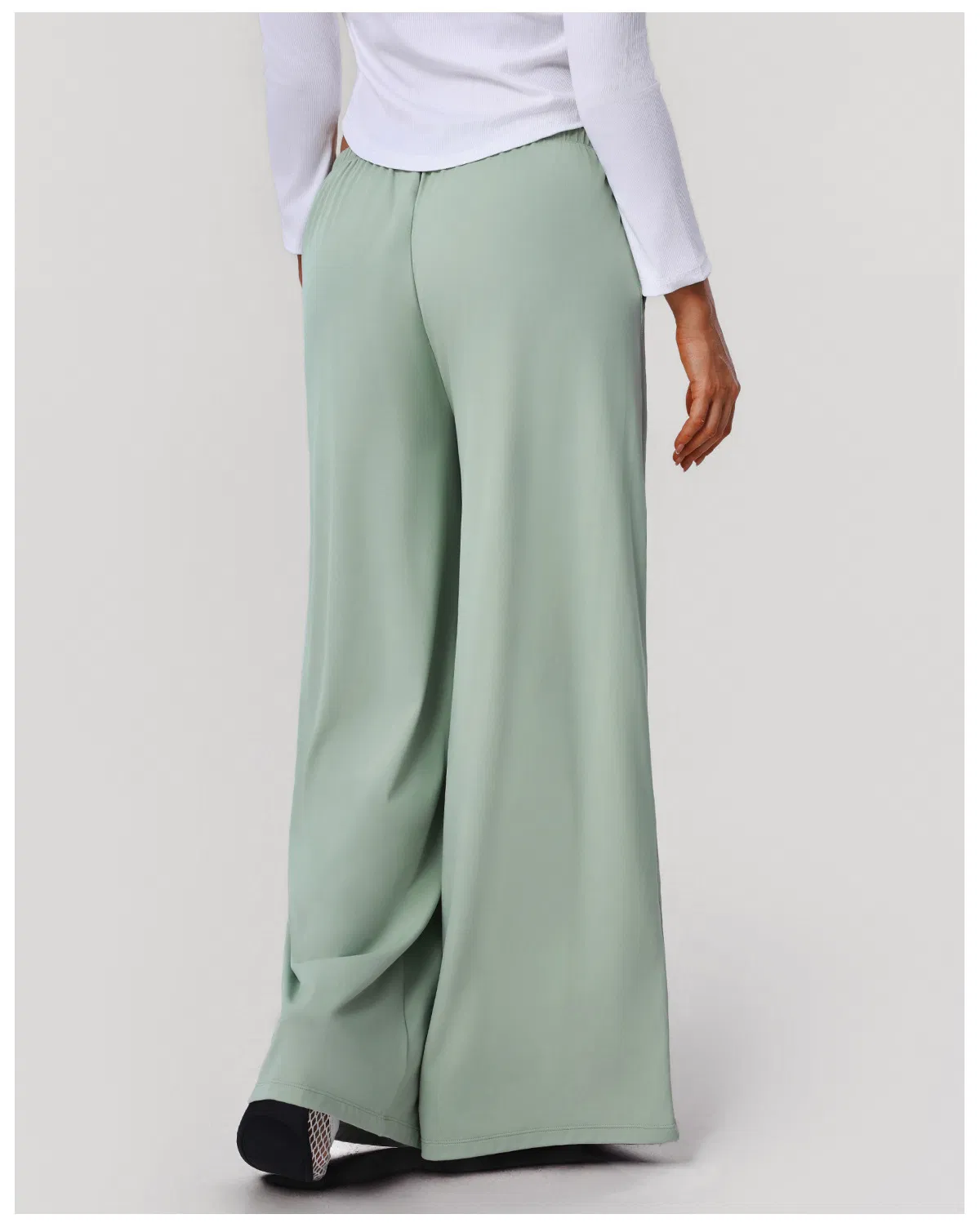 Pantalones deportivos casuales de cintura alta para mujer, drapeados, para entrenamiento de danza en interiores, yoga, pantalones de pierna ancha