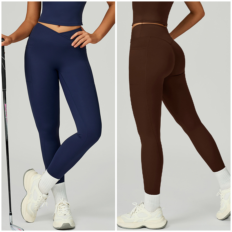 Mallas de yoga de cintura alta con cintura cruzada, mallas de yoga para mujeres, ropa deportiva al aire libre, mallas para correr
