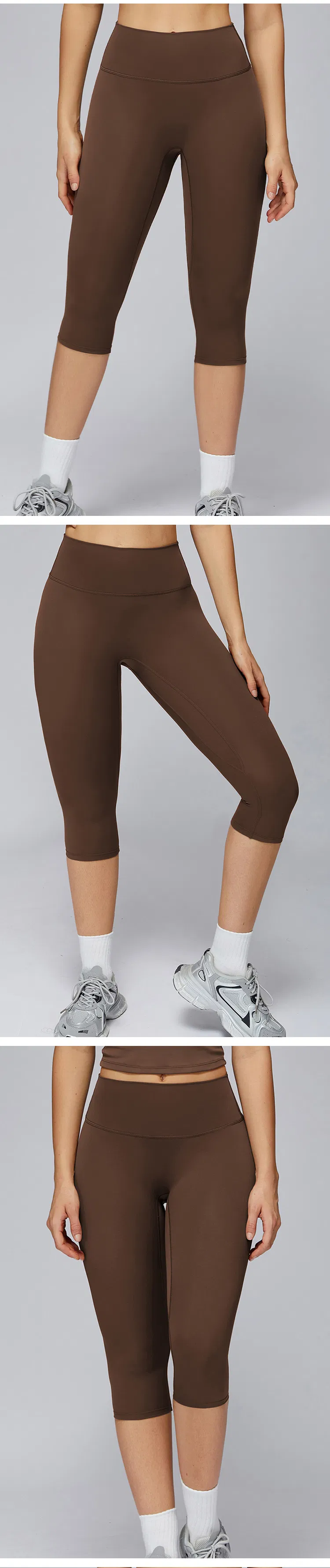 Pantalones de yoga de cintura alta malla de longitud media, secado rápido, leggings ajustados y moldeadores, pantalones deportivos elásticos