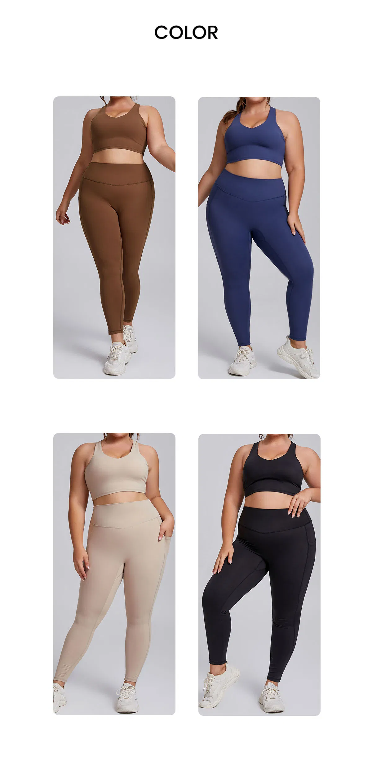 Pantalones de yoga ajustados sin costuras de talla grande con bolsillo para mujeres en el gimnasio