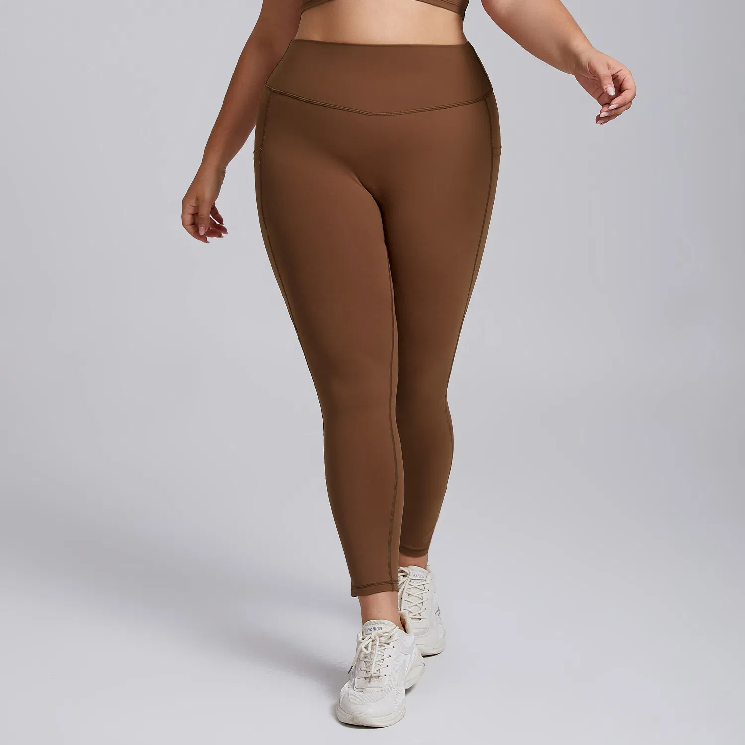 Pantalones de yoga personalizados al por mayor con logo, talla grande, con bolsillos laterales, leggings para el gimnasio