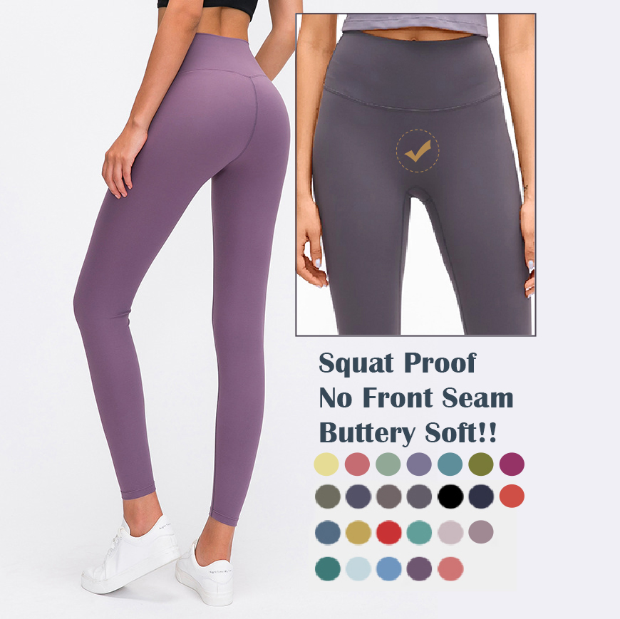 Pantalones de yoga de cintura alta sin costura frontal para mujeres, ropa de gimnasio, leggings de yoga
