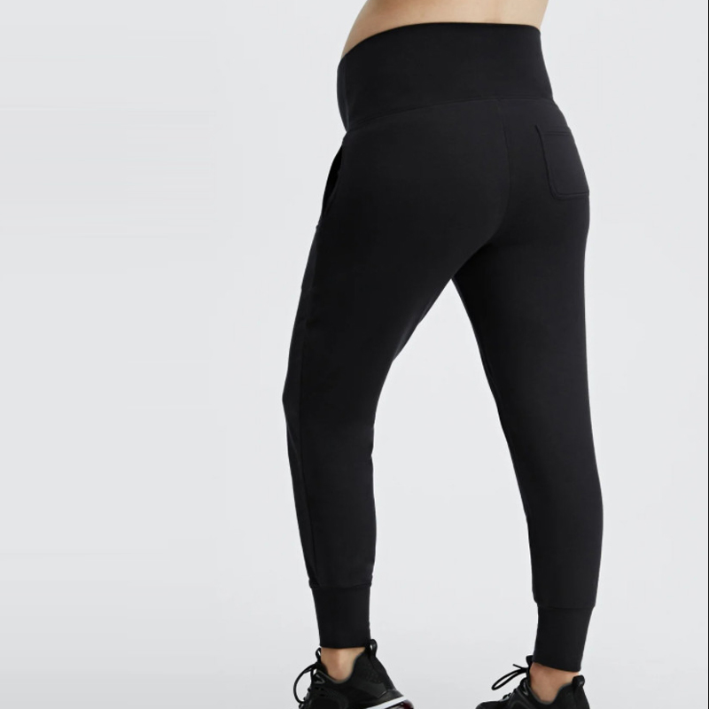 Pantalones de chándal de algodón personalizados para maternidad con panel completo sobre el vientre