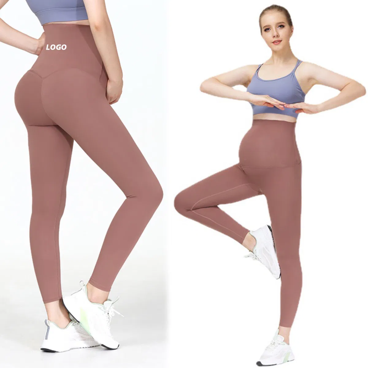 Ropa de maternidad cómoda para mujeres al por mayor, leggings de cintura alta suaves como mantequilla para mujeres, pantalones de yoga atléticos cómodos para el gimnasio y el ocio personalizables
