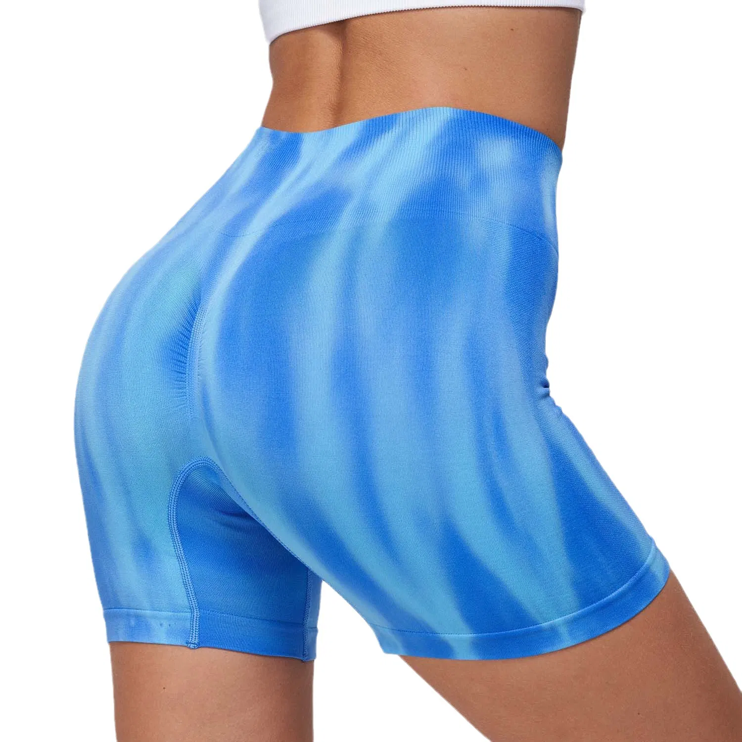 Seamless Color Aurora Yoga Wear Shorts Women's High Waist Hip Lift and Abdominal Compression Gradient Sports Fitness Pants