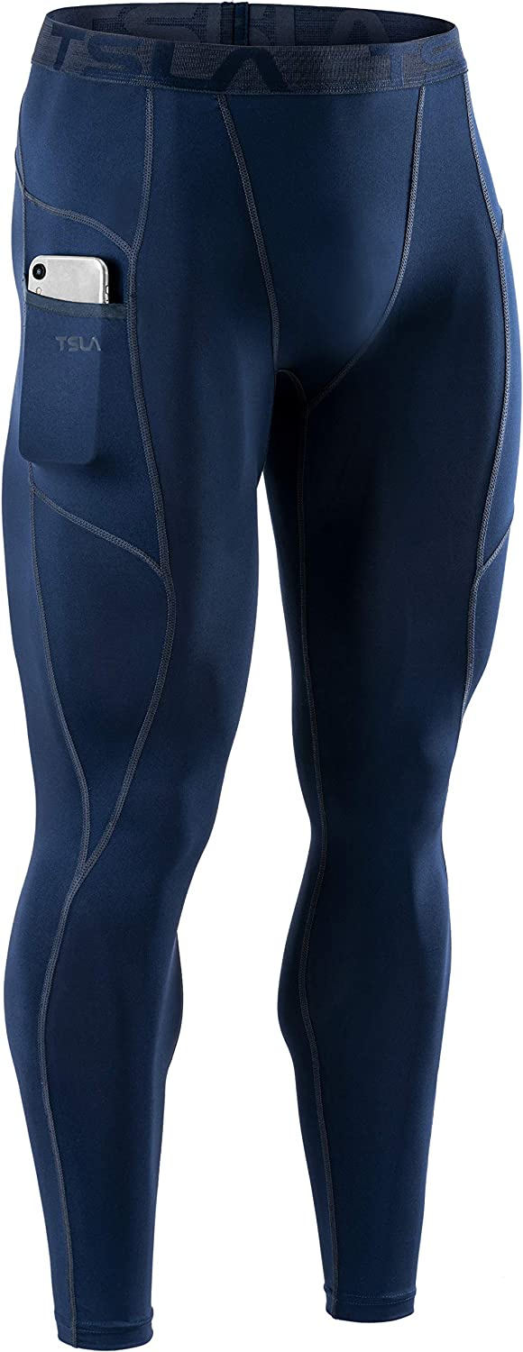 Pantalones de compresión para hombres, mallas deportivas de secado rápido para correr con bolsillo