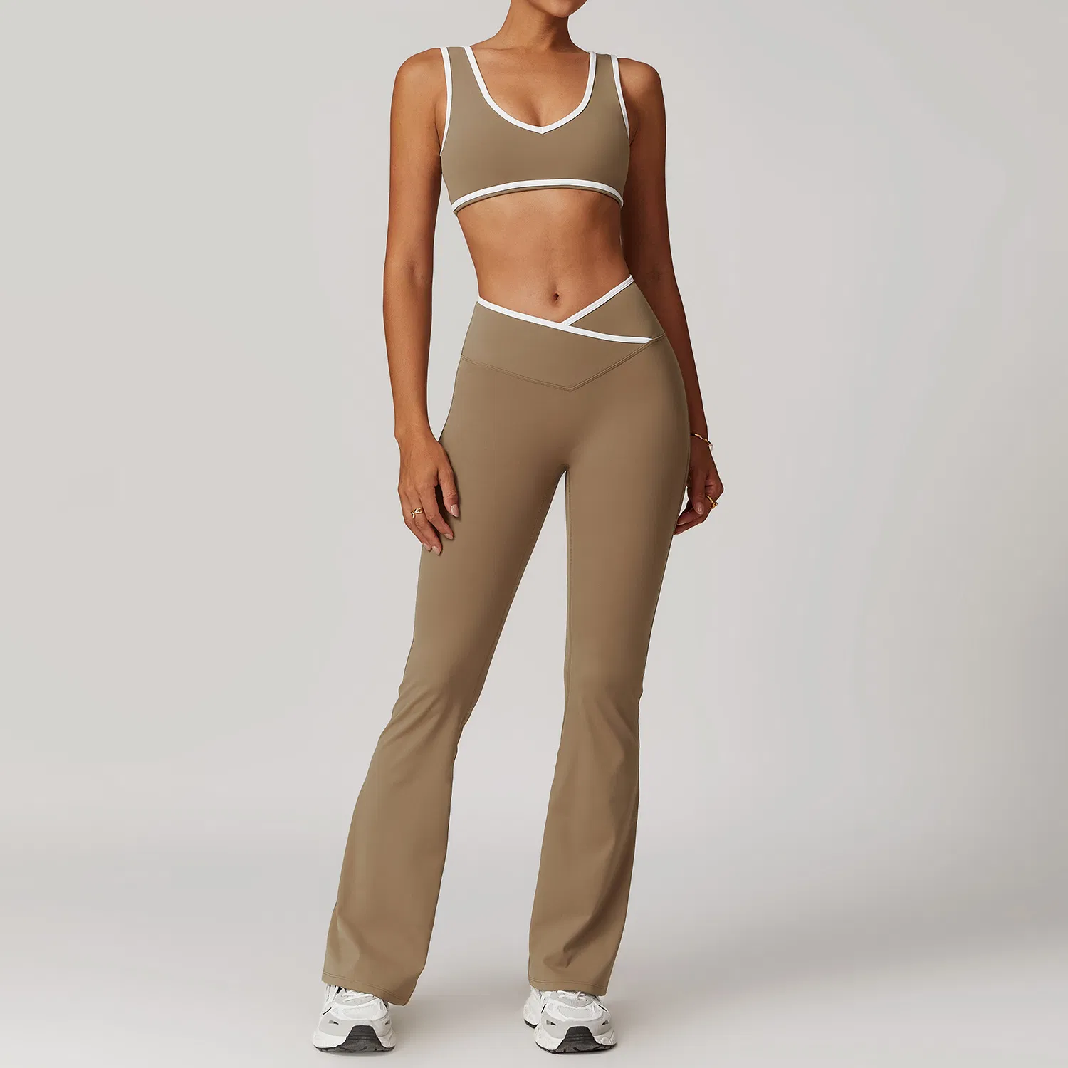 Leggings cortos de ejercicio de cintura alta con logo personalizado para deportes y yoga de mujer