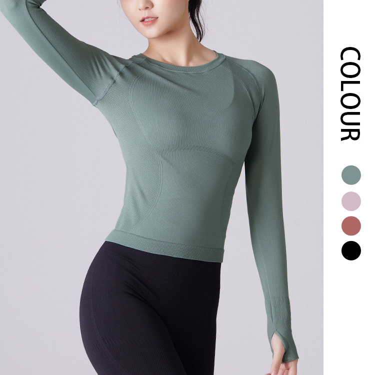 Nueva ropa de fitness de otoño e invierno, ropa de yoga, chaqueta deportiva de manga larga para correr, chaqueta corta ajustada de secado rápido para mujer