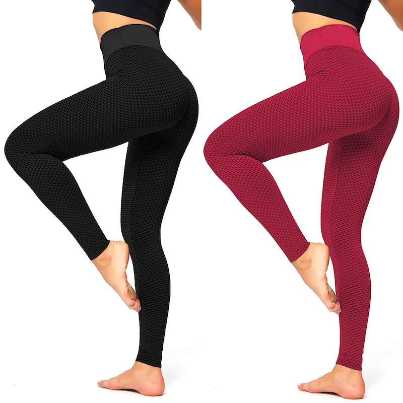 Pantalones de yoga ajustados de talle alto de tamaño grande con textura de panal de Fashion Nova para tejido, proveedor de ropa de gimnasio asequible con leggings burbuja de scrunch sin costuras