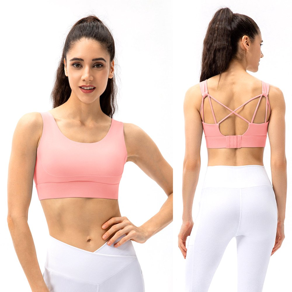 Nuevo sujetador deportivo de alto impacto con espalda cruzada sexy y almohadillas moldeadas para el pecho, top de lencería atlética ajustable de rendimiento élite en tallas grandes, ropa de gimnasio