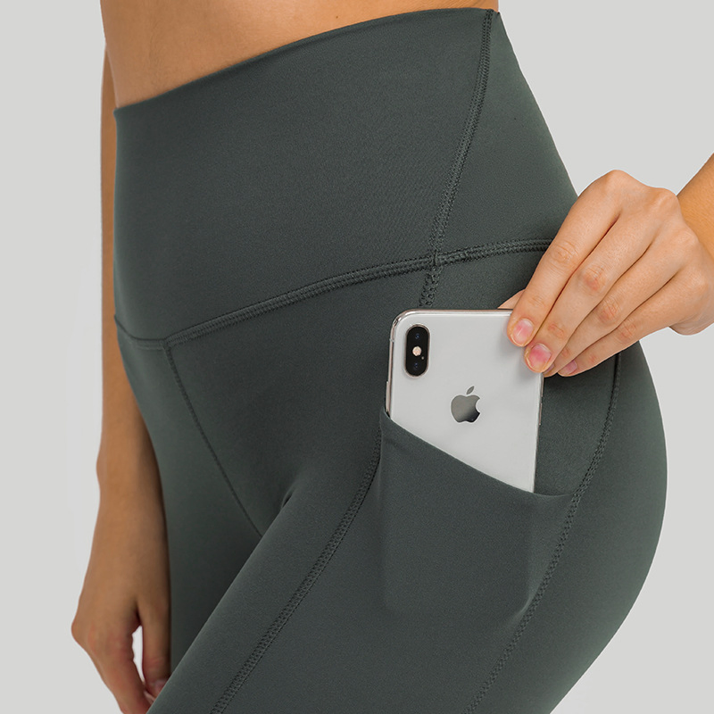Dl126 Mujeres Lulu Desnudas Sensación Ropa Deportiva Leggings de Cintura Alta Suave como Mantequilla Pantalones de Yoga con Bolsillos Laterales