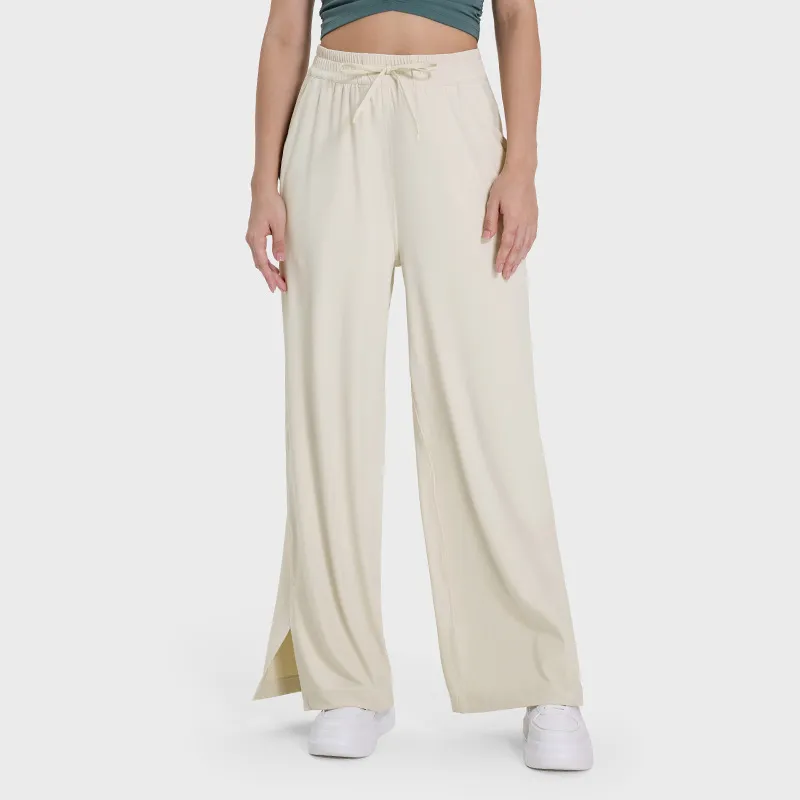 Pantalones de yoga con bolsillo, leggings de pierna ancha de talla grande