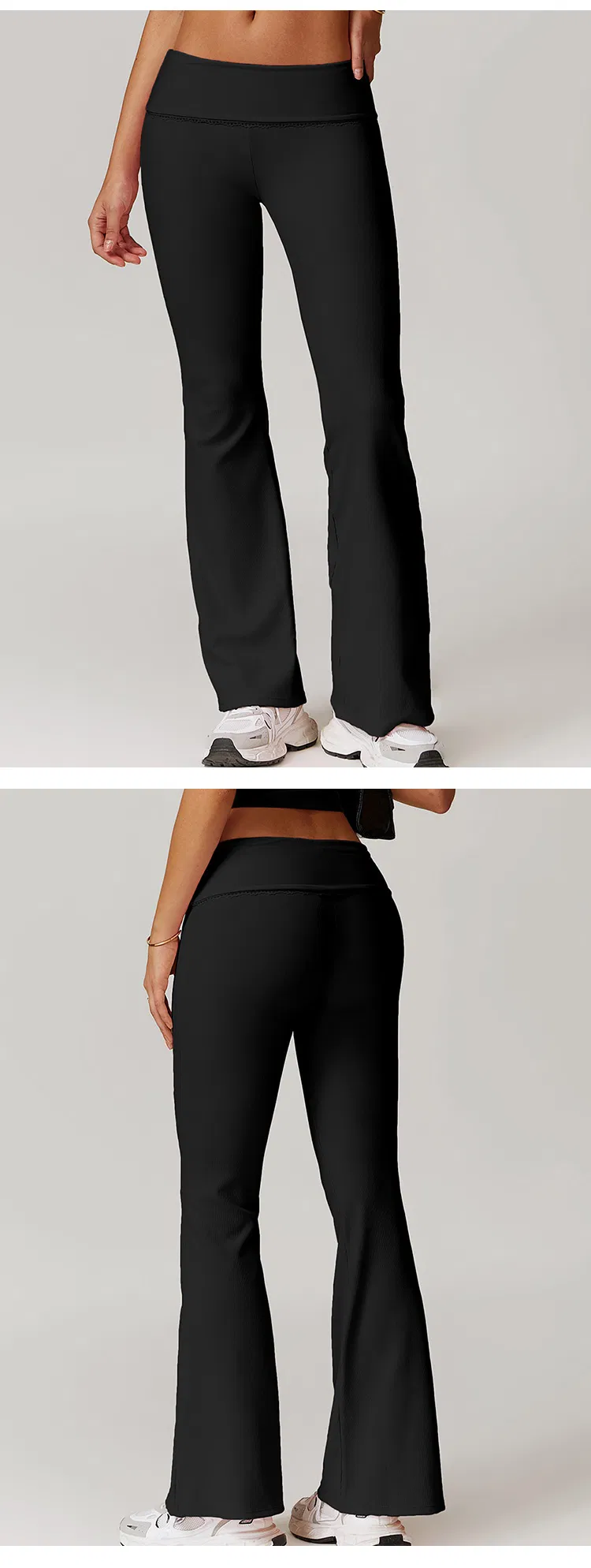 Pantalones de yoga de cintura alta acampanados de fábrica al por mayor para mujer, pantalones deportivos casuales de levantamiento de cadera