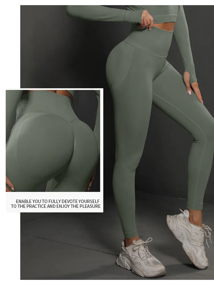 Pantalones de yoga ajustados de cintura alta, sexys, sólidos, de secado rápido y elásticos
