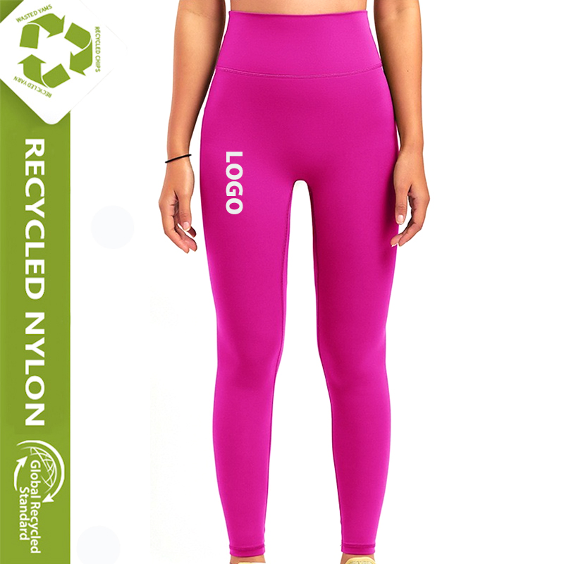 Mujeres prime; Pantalones de yoga contorneadores reciclados S Control de abdomen Mezcla de nylon y spandex Leggings deportivos Tights de tacto suave como la mantequilla para el gimnasio