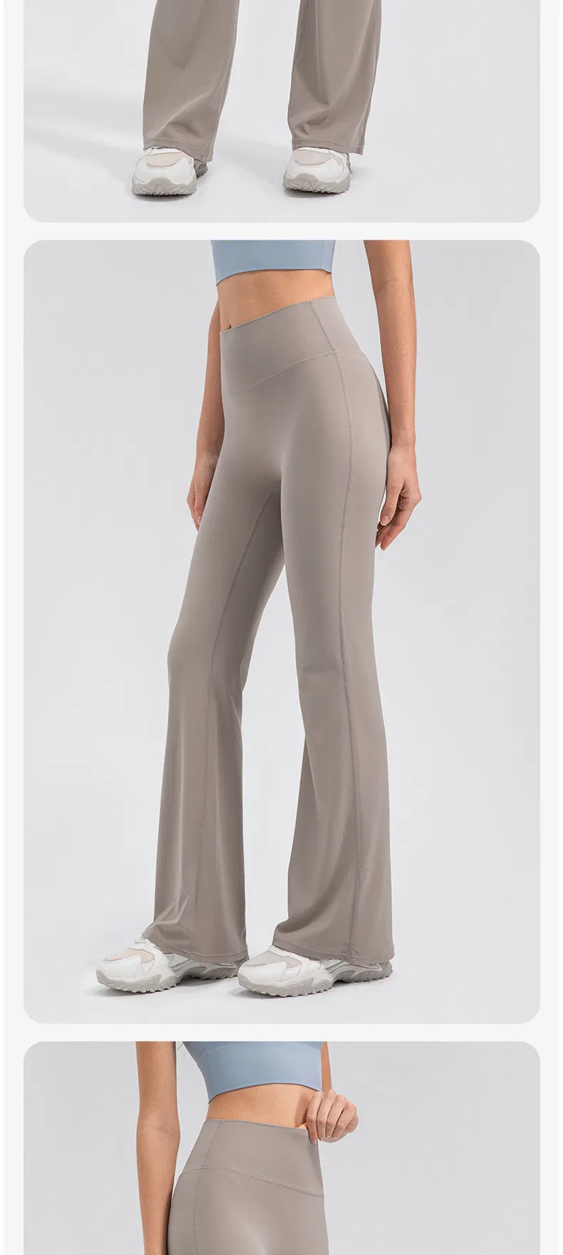 Pantalones de yoga de cintura alta y levantamiento de glúteos para mujer, transpirables, sin línea de vergüenza, pantalones de fitness deportivos, leggings acampanados