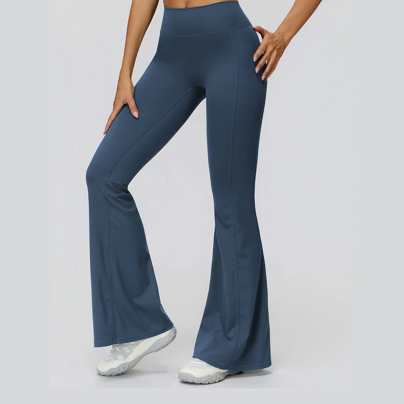 Pantalones acampanados de yoga, pantalones largos de tiro alto con pliegues, ligeramente acampanados y de corte ajustado, pantalones acampanados para correr
