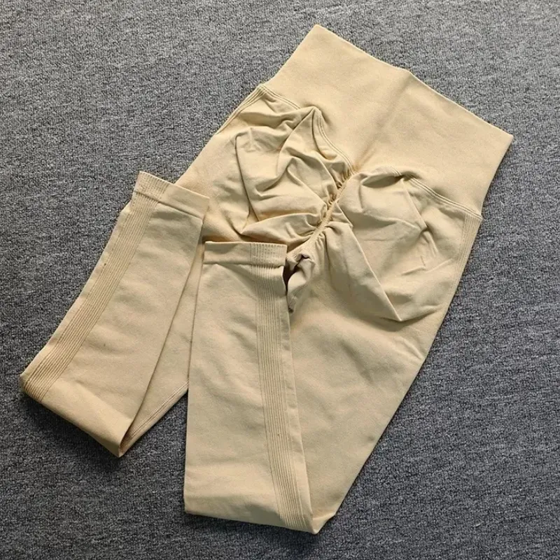 Mujeres de alta elasticidad, pantalones de compresión de cintura alta, mallas sin costuras, pantalones de yoga