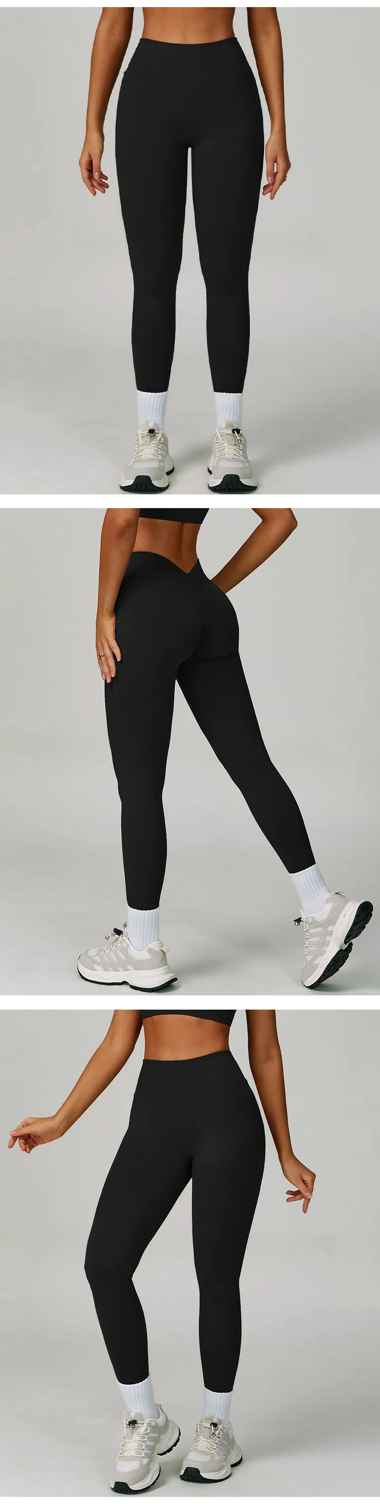Pantalones de yoga sin costuras color durazno con cuello en V, ajustados, para correr, deportivos, de secado rápido, para fitness