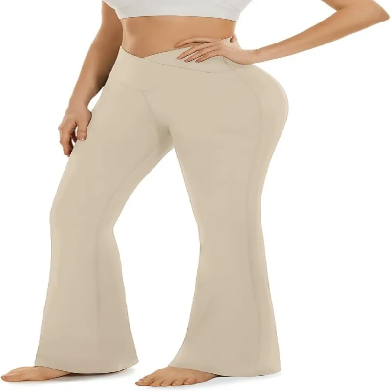 Pantalones de yoga acampanados de cintura alta para mujeres, sexy, talla grande, leggings levantadores