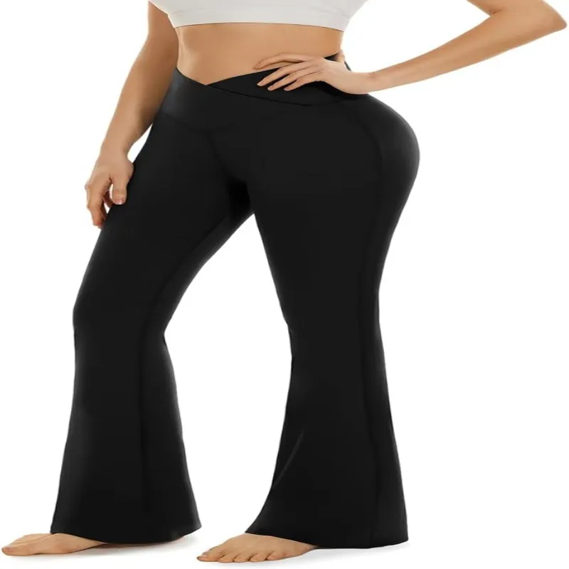 Pantalones de yoga acampanados de cintura alta para mujeres, sexy, talla grande, leggings levantadores