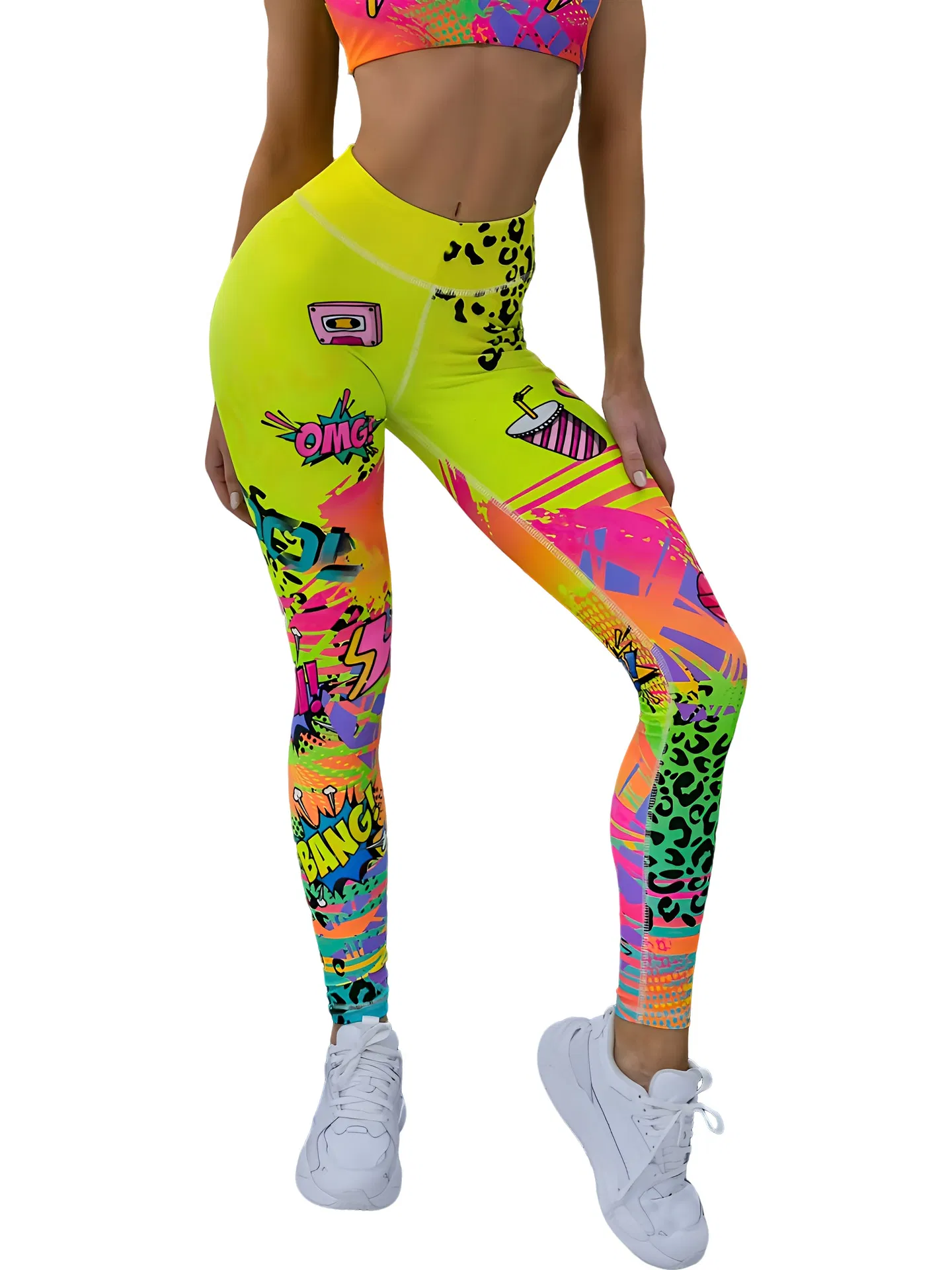 Pantalones de yoga impresos de cintura alta personalizados para mujeres en el gimnasio