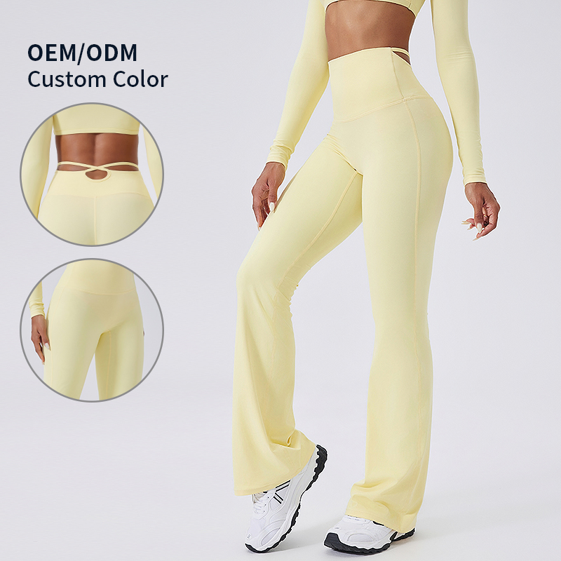 Pantalones de yoga acampanados para mujer, personalizados y sin costuras, que levantan las caderas
