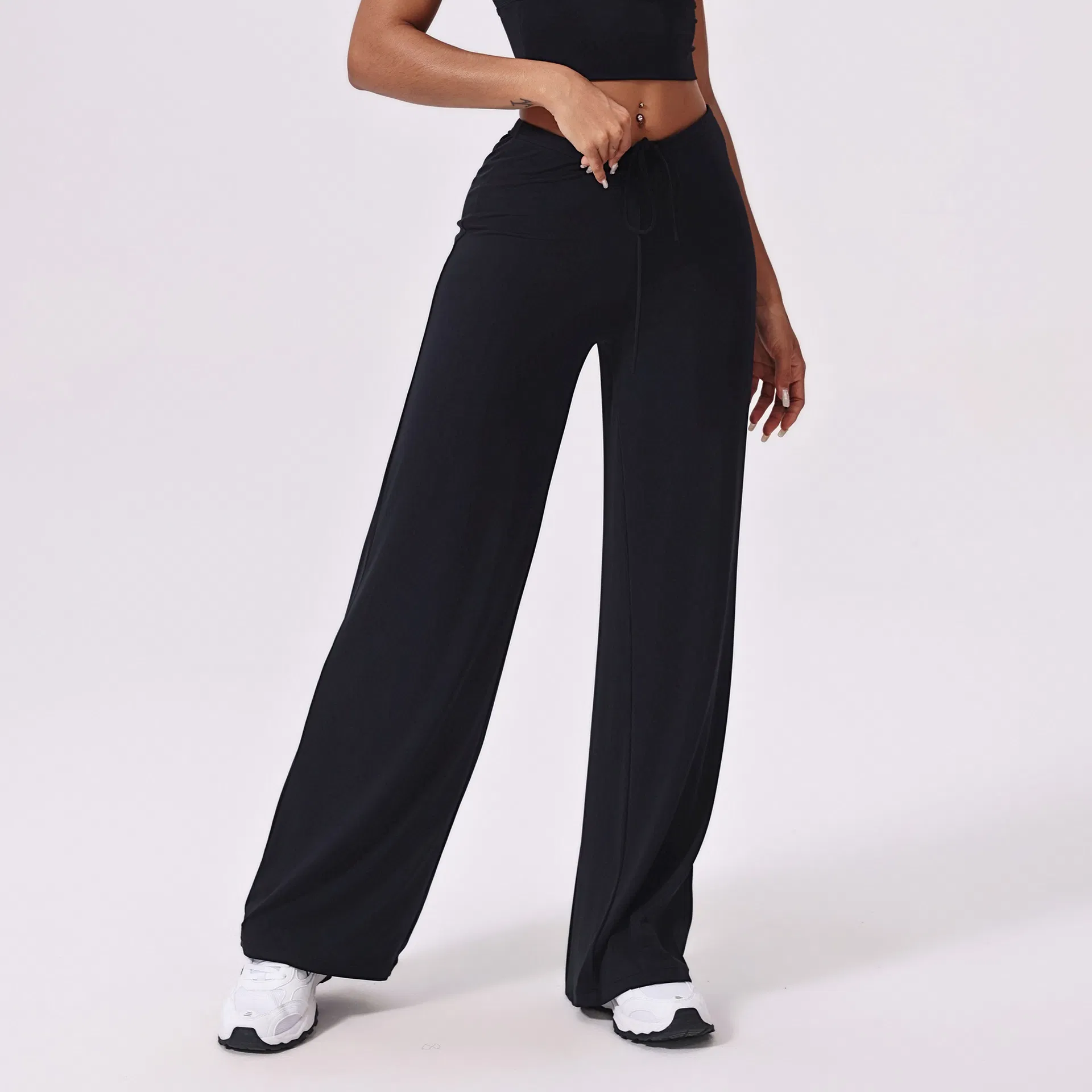 Pantalones de sudadera anchos de mujer con logo personalizado, elásticos y casuales