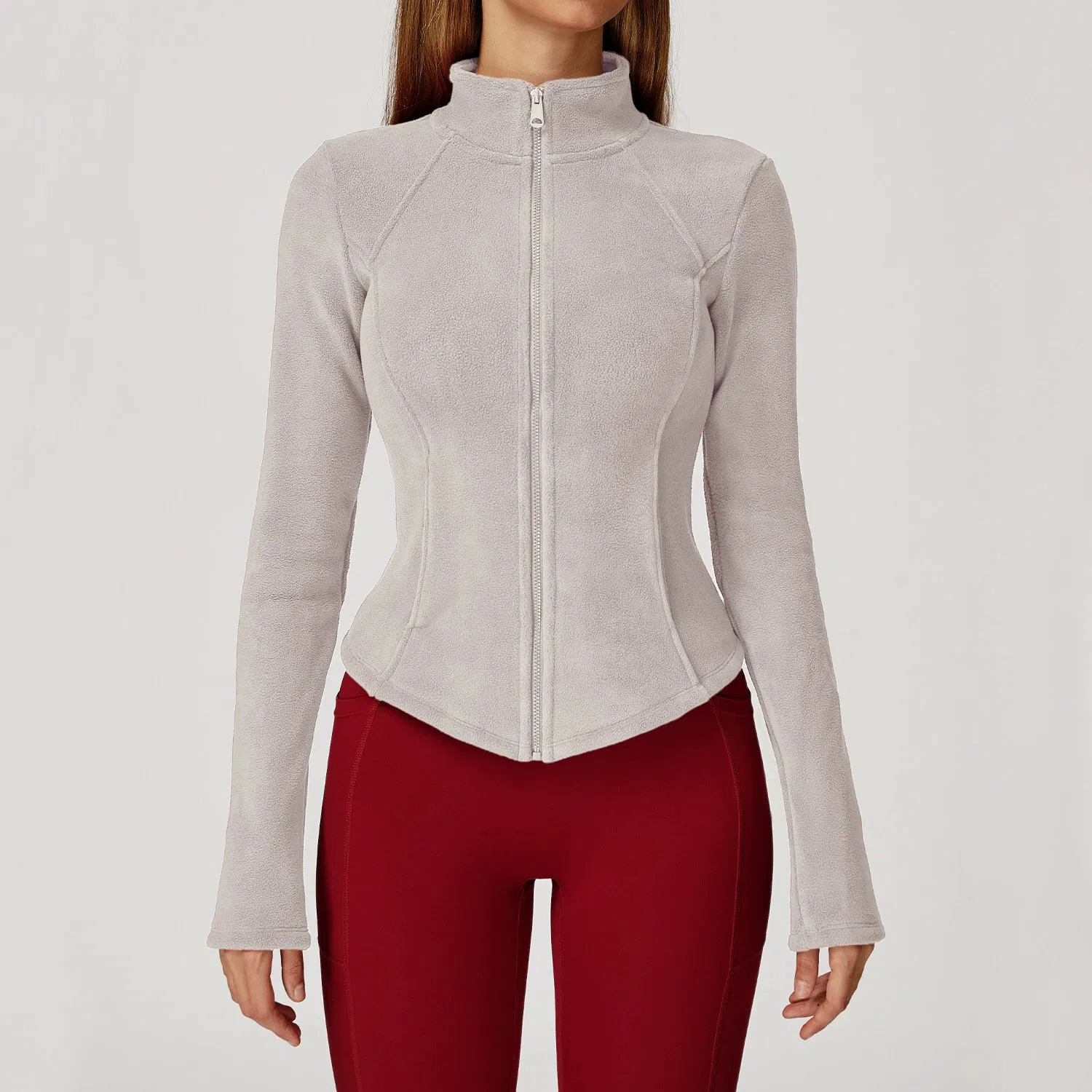 Chaqueta de mujer con cremallera personalizada, a prueba de viento, casual, para correr, ajustada para fitness, abrigo exterior grueso y cálido