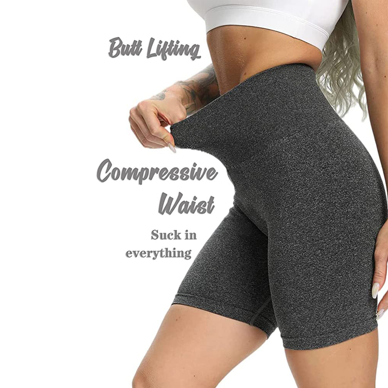 Shorts de entrenamiento de cintura alta para mujer, levantamiento de glúteos sexy, control de abdomen, pantalones de yoga ajustados con fruncido