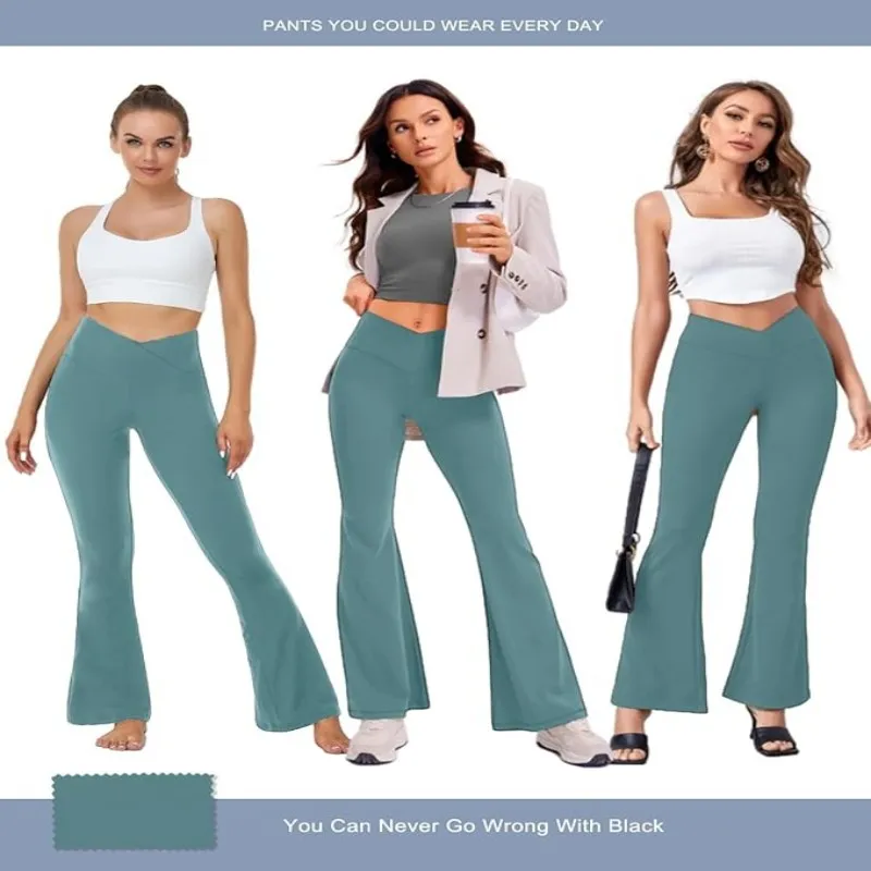 Pantalones de yoga acampanados de cintura alta para mujeres, sexy, talla grande, leggings levantadores