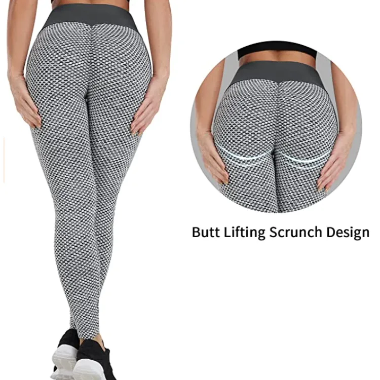 Pantalones de yoga de talle alto con textura de panal