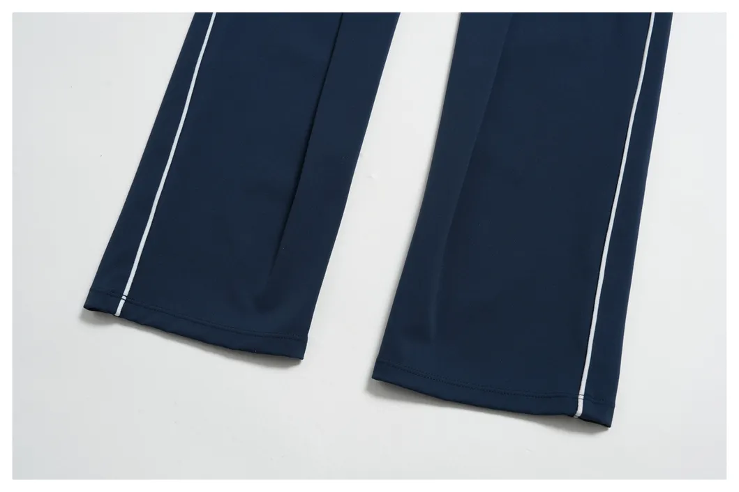 Leggings de capri de cintura alta al por mayor con detalle de franja lateral
