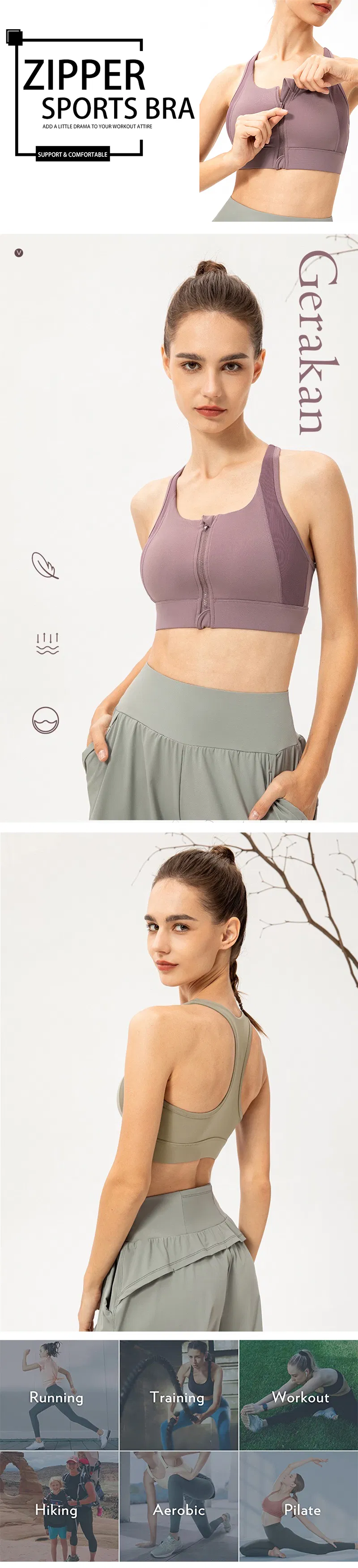 Venta caliente Yoga Zip Bra