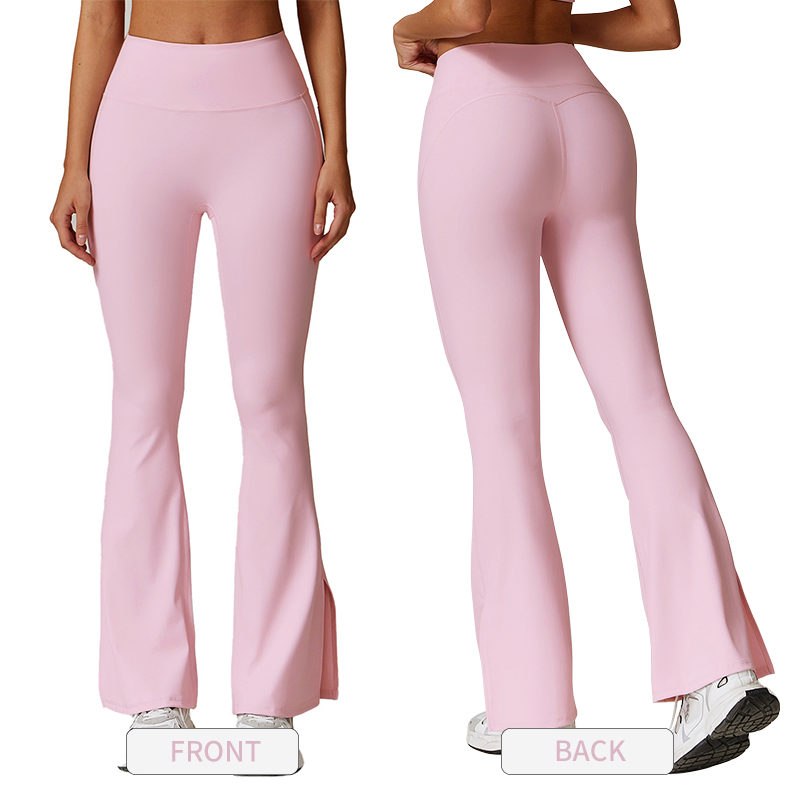 Pantalones de yoga de mujer de cintura alta con control de abdomen, pantalones casuales de fitness acampanados de fábrica al por mayor