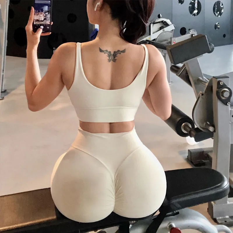 Pantalones de yoga desnudos para mujer, cintura alta, deportivos, gimnasio, entrenamiento, correr, levantamiento de glúteos, leggings de fitness