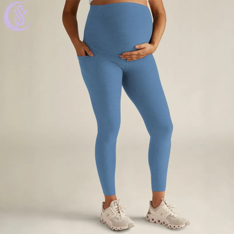 Pantalones de maternidad para yoga con soporte atlético para el vientre, detalles