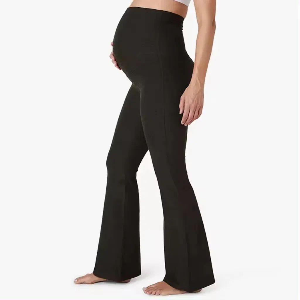 Pantalones de yoga personalizados para maternidad, de cintura alta, para mujeres, con campana, leggings de embarazo