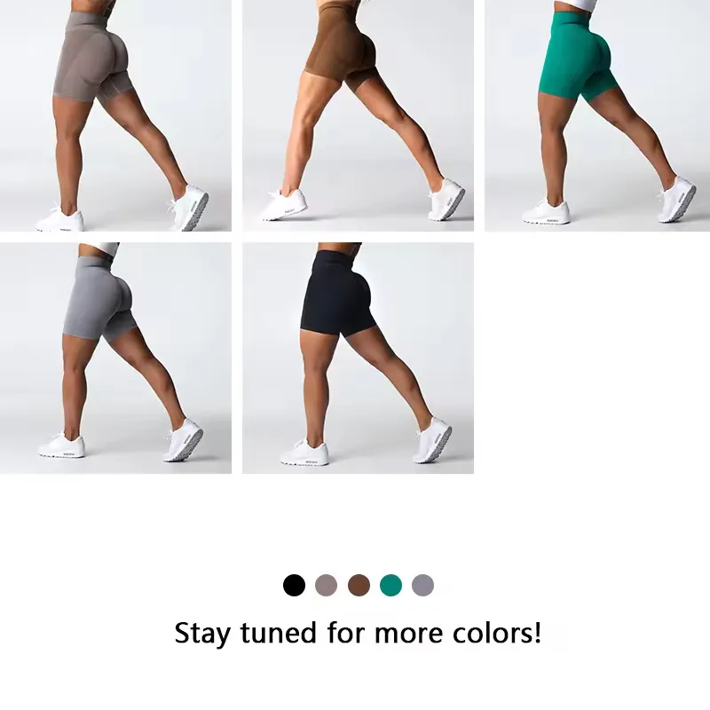 Pantalones cortos de yoga de cintura alta sin costuras, levantamiento de cadera, con elasticidad en cuatro direcciones, ropa de gimnasio para mujeres