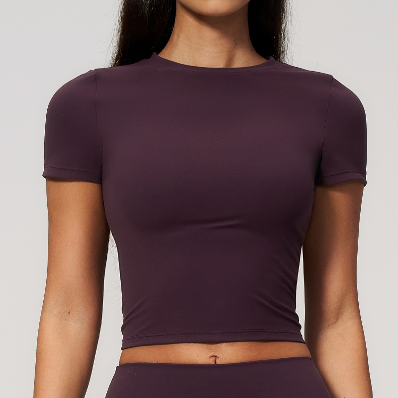 Ropa Mujer Elastic Breathable Crew Neck Slim Yoga Top, Quick Dry Training Woman Fashion Clothes, Skinny Fit Fashion Clothing for Fitness Casual Pilates