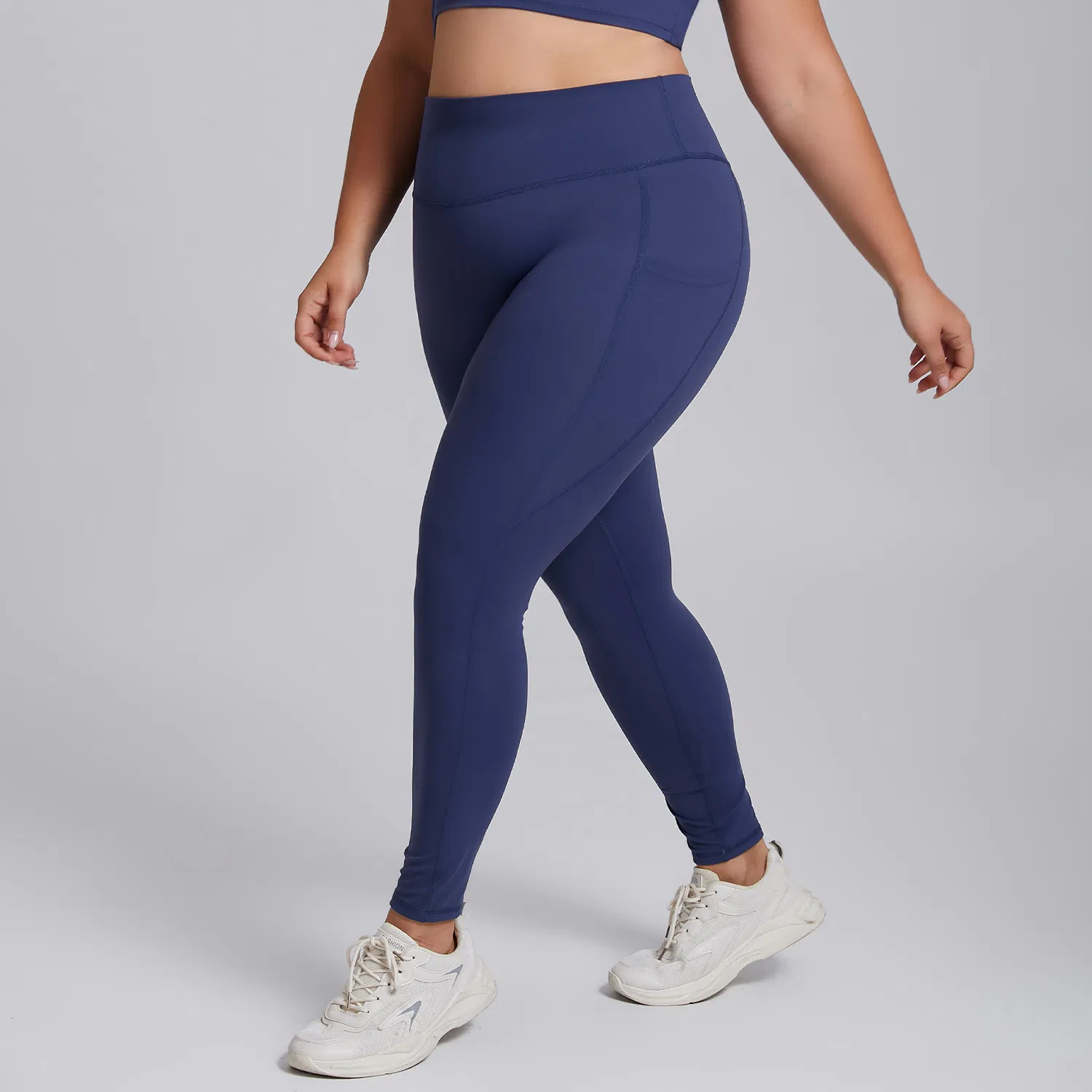 Pantalones de yoga personalizados al por mayor con logo, talla grande, con bolsillos laterales, leggings para el gimnasio