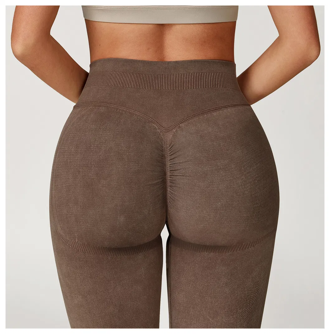 Leggings de yoga mineral lavado con logo personalizado