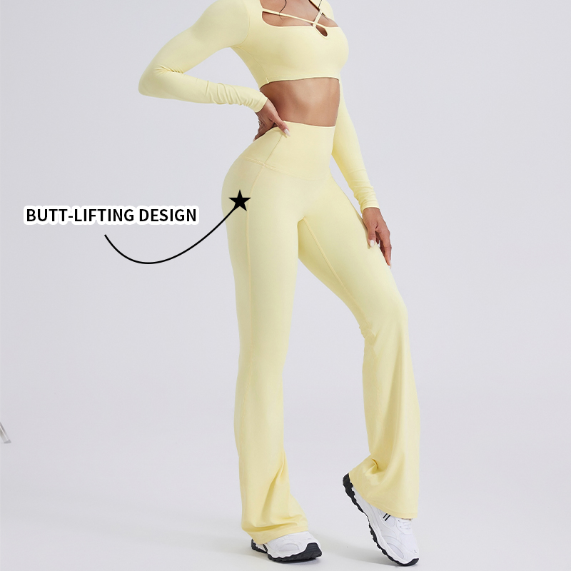 Pantalones de yoga acampanados para mujer, personalizados y sin costuras, que levantan las caderas