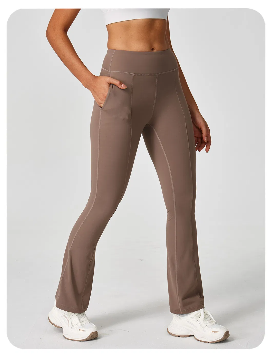 Pantalones de compresión de yoga de tela nude, mallas de yoga de venta caliente