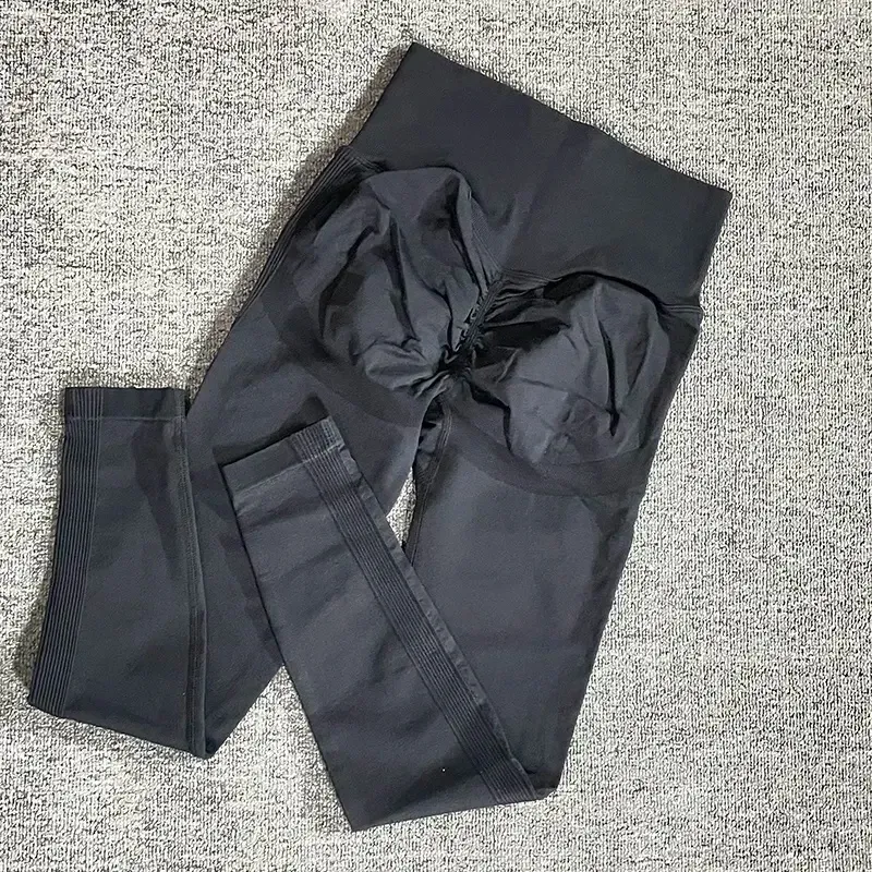 Mujeres de alta elasticidad, pantalones de compresión de cintura alta, mallas sin costuras, pantalones de yoga