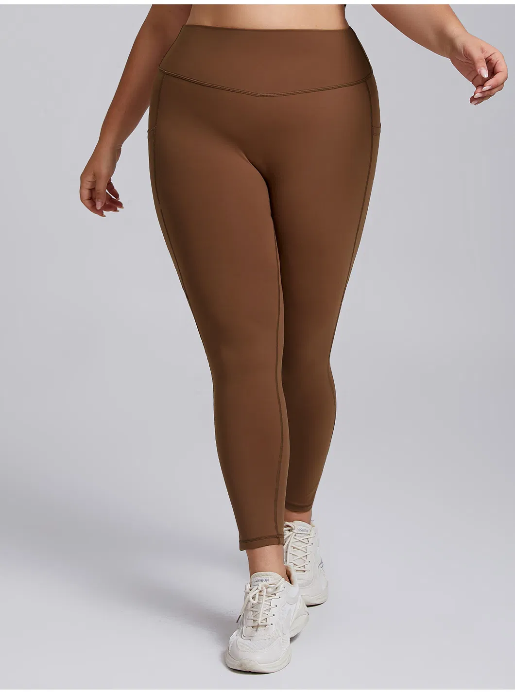 Pantalones de yoga personalizados al por mayor con logo, talla grande, con bolsillos laterales, leggings para el gimnasio
