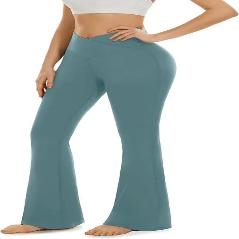 Pantalones de yoga acampanados de cintura alta para mujeres, sexy, talla grande, leggings levantadores